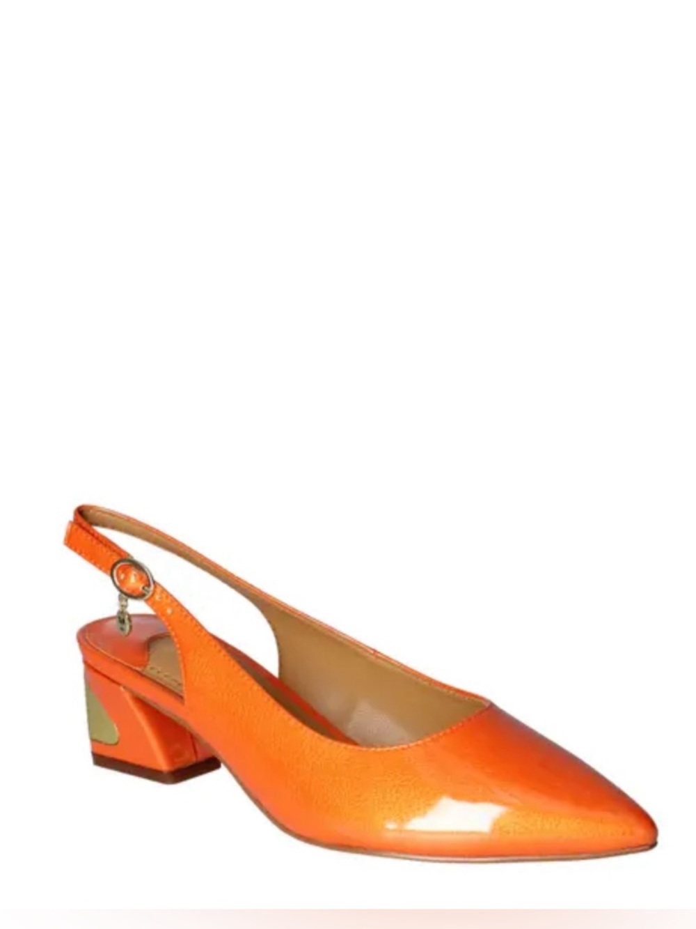 J.Renee Orange Patent Slingback Block Heel Pump